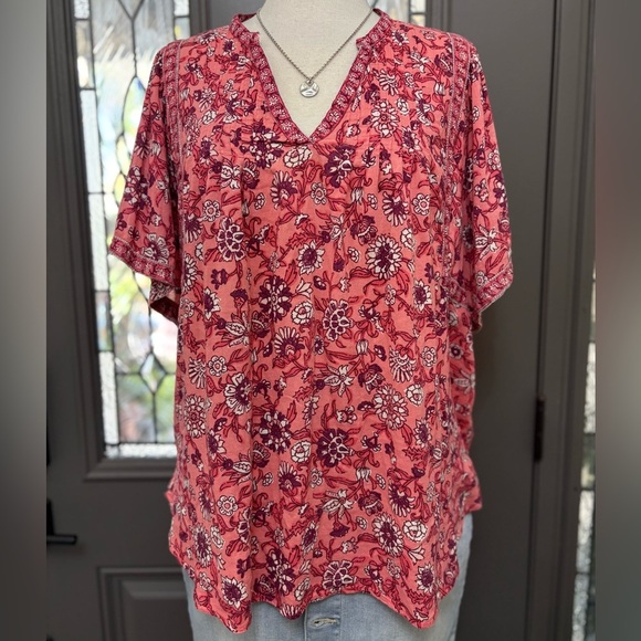 Old Navy Oversized Floral-Print Split-Neck Blouse | Size XL - Picture 1 of 6